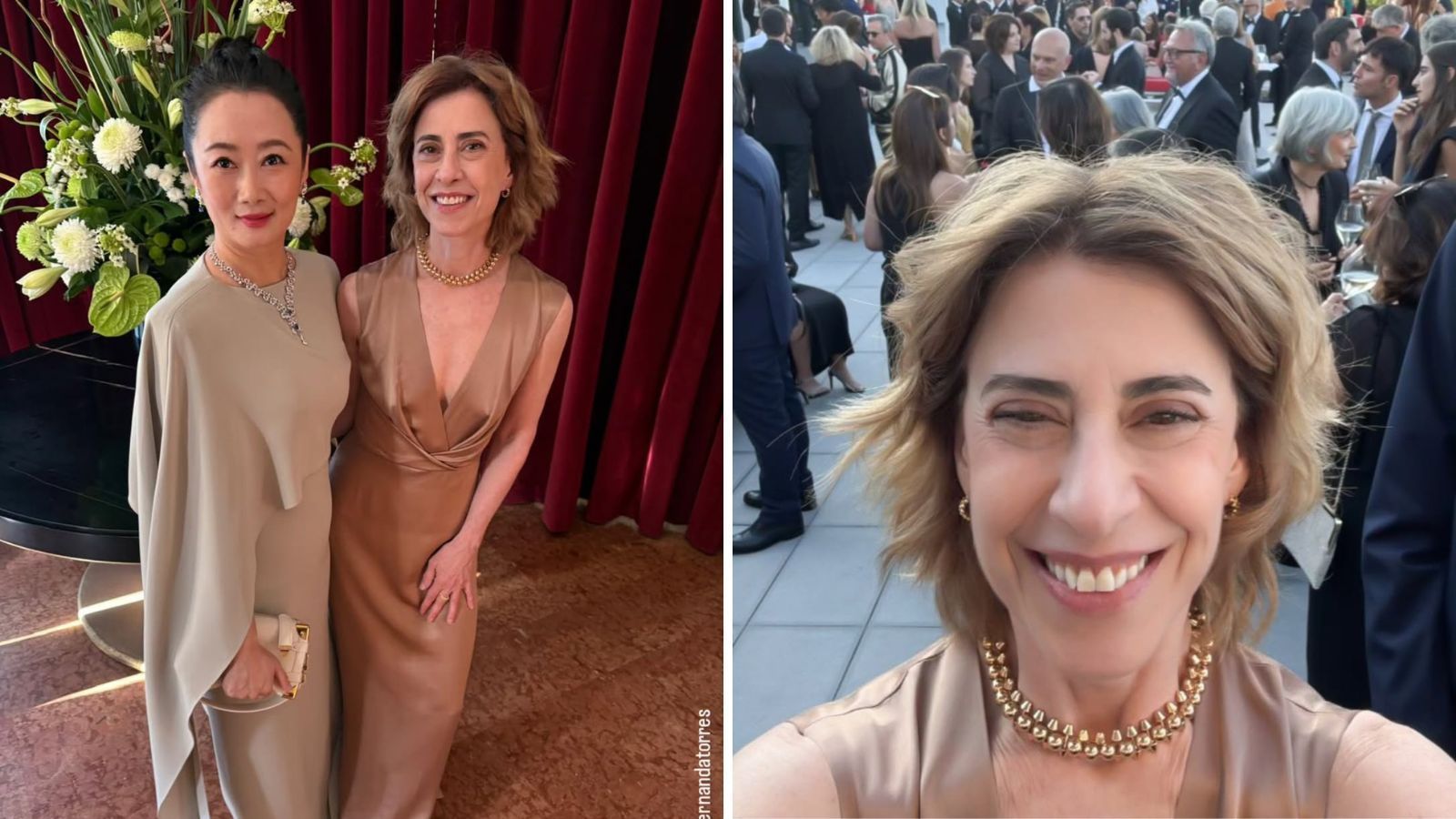 em-veneza,-fernanda-torres-posa-com-zhao-tao-e-se-despede-do-festival